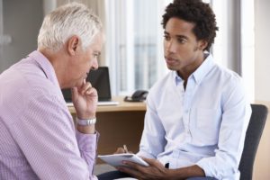 Therapist and patient in cognitive behavioral therapy